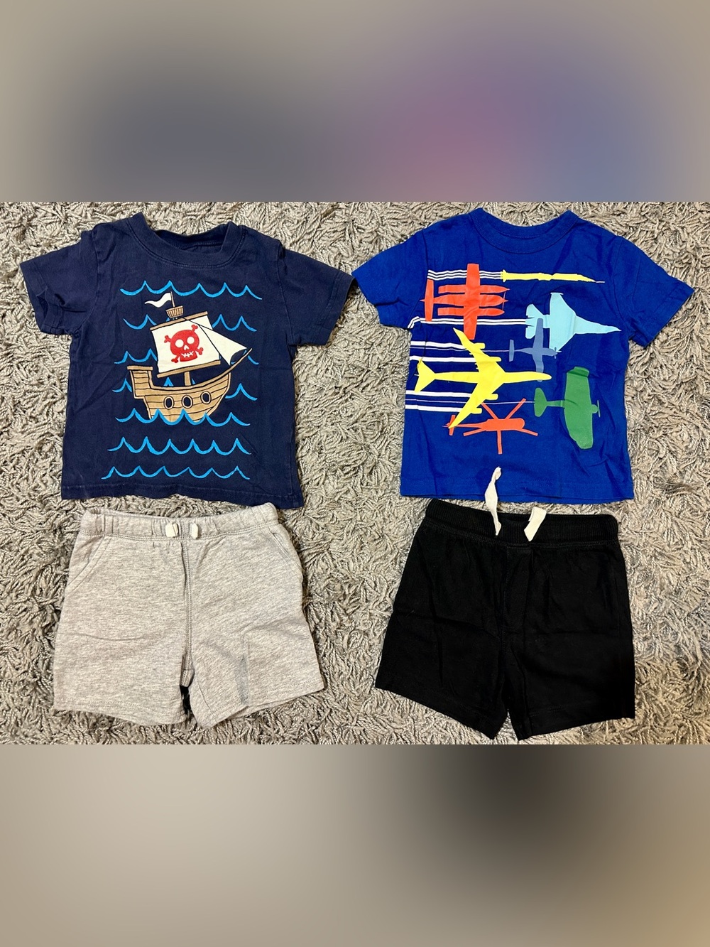 GAP Navy & Royal Blue Pirate and Plane Matching Set with Gray and Black Shorts